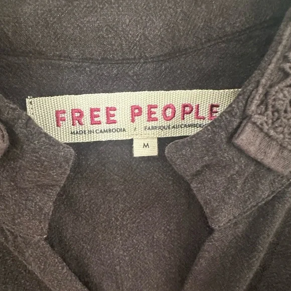 Free People Brown Suede Military-Style Lace-Trim Jacket - Picture 2 of 3